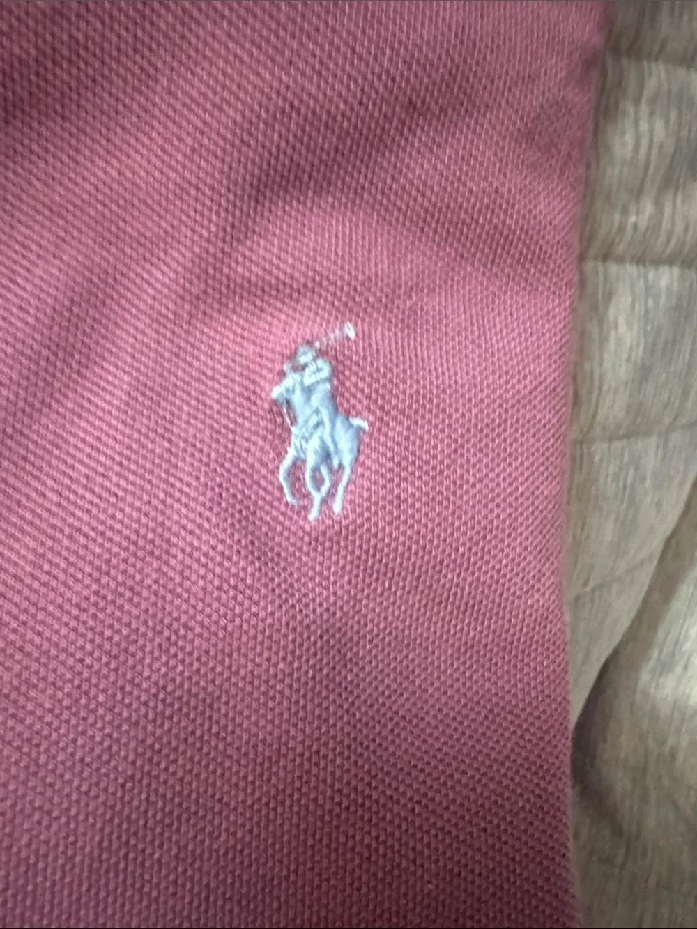 Polo by Ralph Lauren Men's Mauve Short-Sleeve Polo with Light Blue Logo